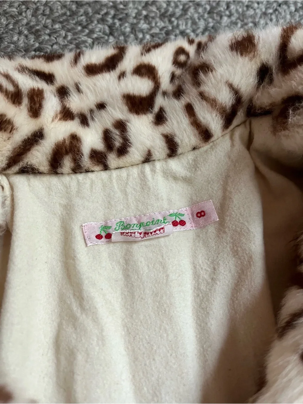 Bonpoint Cream & Brown Faux-Fur Leopard Puffer Coat